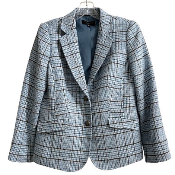 Talbot's Wool Blend Blue Plaid Classic Shetland Blazer 10P Classic - Picture 1 of 10
